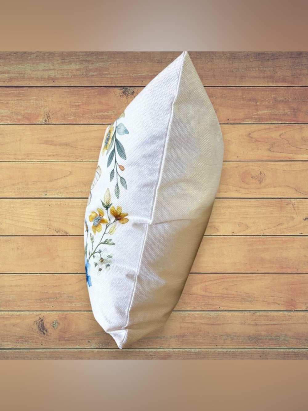 12x20 Farmhouse Country Blue Yellow Floral Wreath Bee Woven Pillow Cover New - Picture 3 of 3